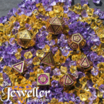 Metal rpg dice gold purple