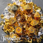 Metal rpg dice gold orange