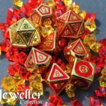 Metal rpg dice gold red