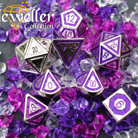Metal rpg dice Silver Amethyst