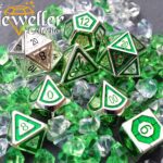 Metal rpg dice Silver Emerald
