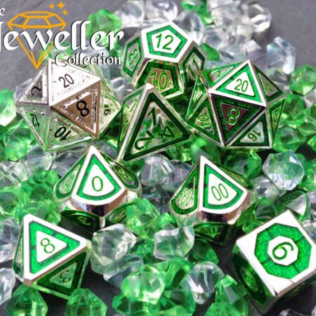 Metal rpg dice Silver Emerald