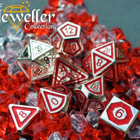 Metal rpg dice Silver Ruby