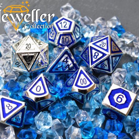 Metal rpg dice Silver Sapphire