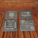 dnd laser engraved slate coasters meme