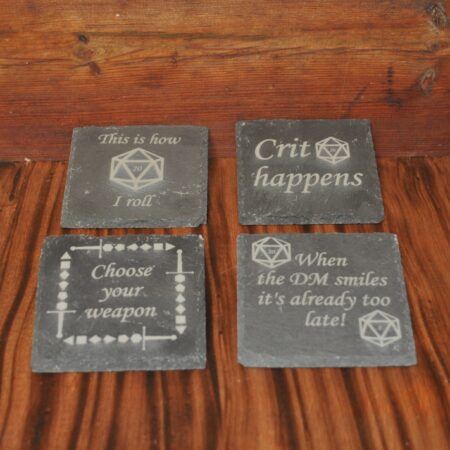 dnd laser engraved slate coasters meme