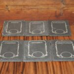 stat block laser engraved slate coasters