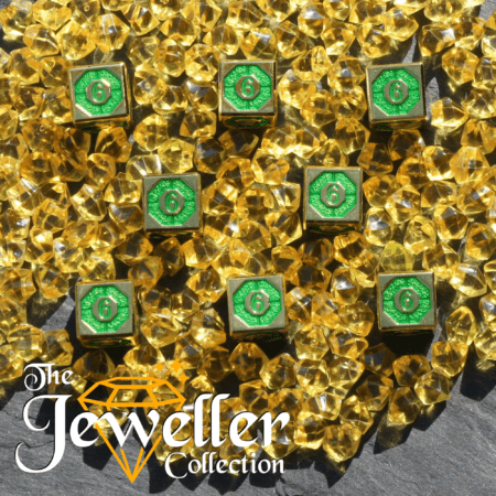 Metal D6 Dice Gold Green