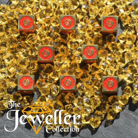 Metal D6 Dice Gold Red