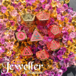 Metal RPG Dice Gold Pink