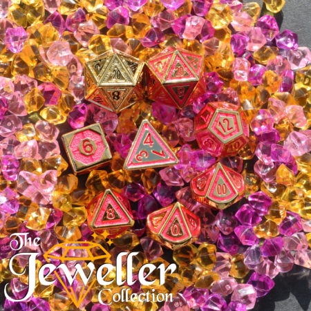 Metal RPG Dice Gold Pink