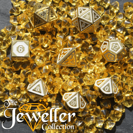 Metal RPG Dice Gold White